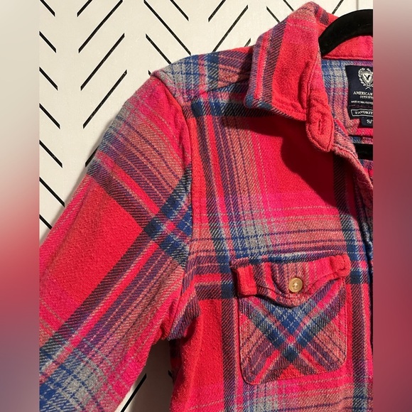 American Eagle Y2K Favorite Fit Plaid Flannel Button Up Vtg Cotton Fall Casual - Picture 4 of 8